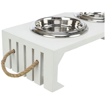 Trixie Be Nordic Set Fressnapf/Wassernapf Holz/Edelstahl Weiss