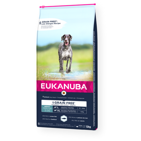 12kg EUKANUBA Grain Free Adult große Rassen Seefisch