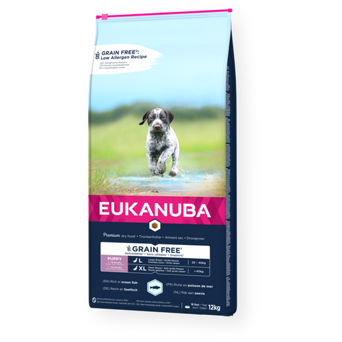 12kg EUKANUBA Grain Free Puppy große Rassen Seefisch